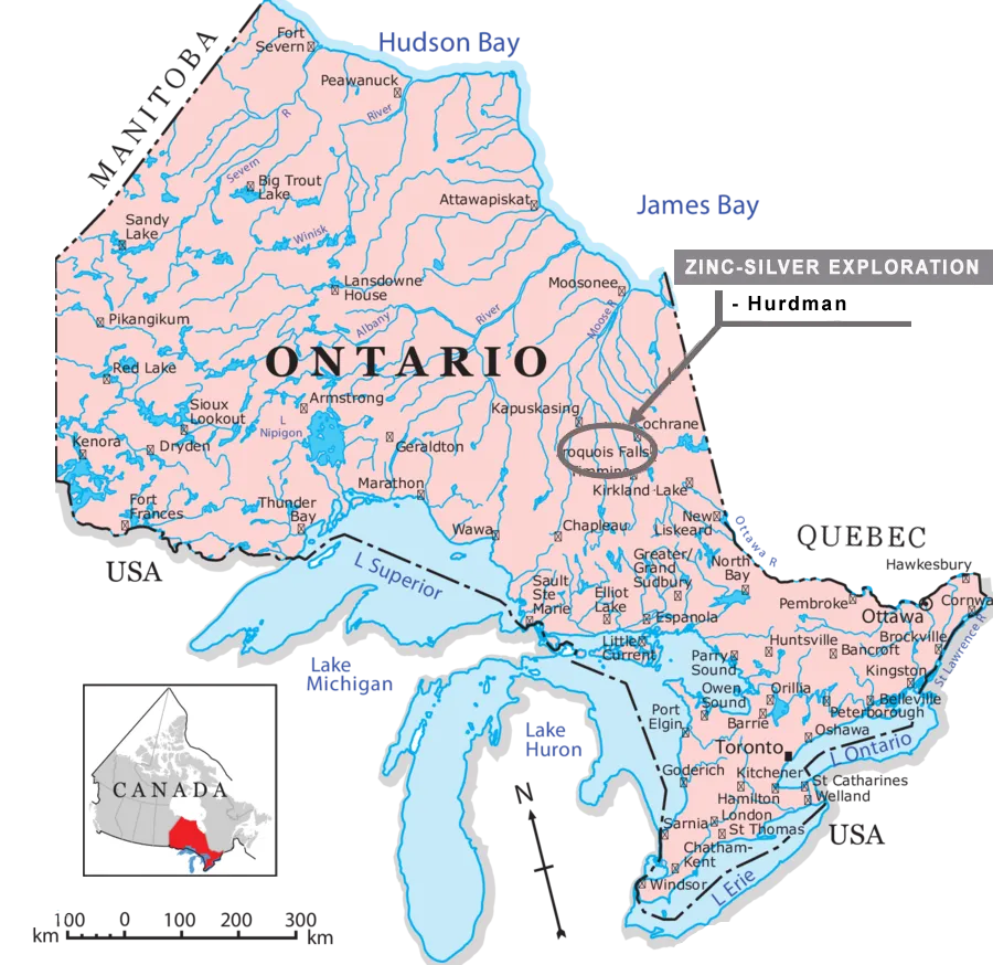 Map of Argo Gold's Inc's North East Ontario Canada strategic metals projects